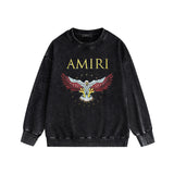 Amiri washed sweatshirt five-pointed star flying eagle printing washed and distressed