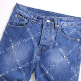 Mens Fashion Jeans Chain embroidery S8261#