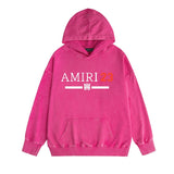 Amiri washed hoodie red font washed distressed printing