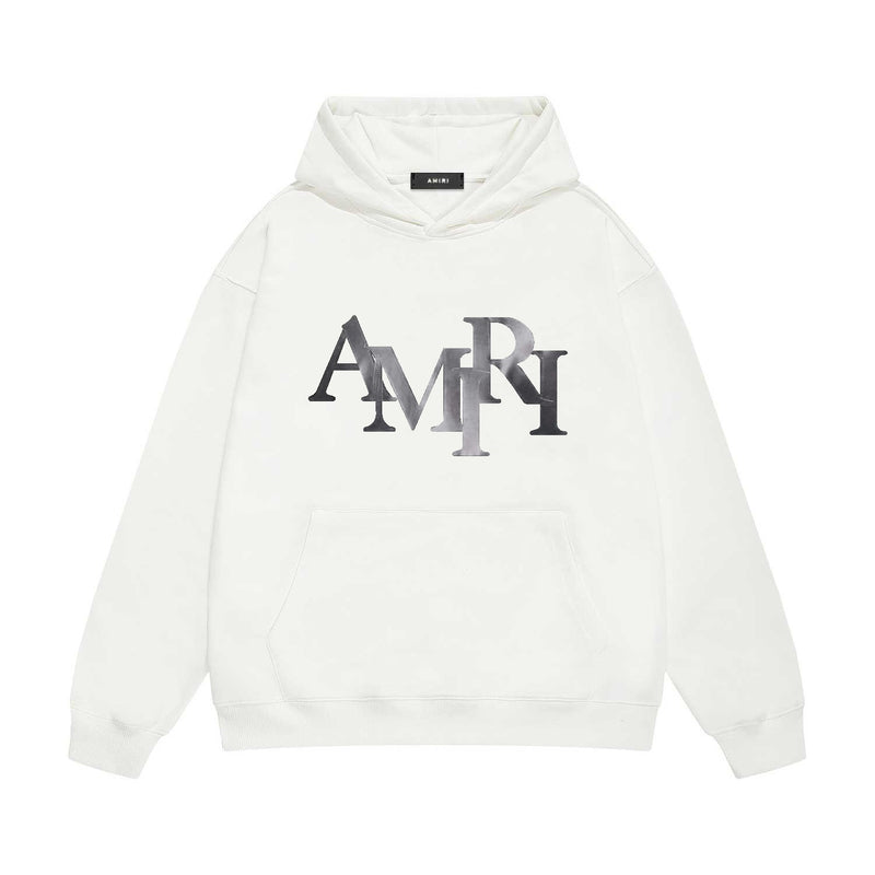Amiri hoodie gray gradient letterprinting