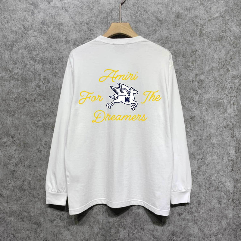 Amiri long sleeve shirts yellow letter pegasus printing