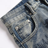 Mens Fashion Jeans Patchwork wide-leg pants 5713#