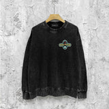 Amiri washed sweatshirt gray wolf cross printing washed and distressed