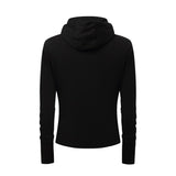 Men long sleeved shirt k retro street niche style deconstructed patchwork design men's fitted stretch hooded