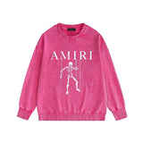 Amiri washed sweatshirt skull puppet printing washed and distressed