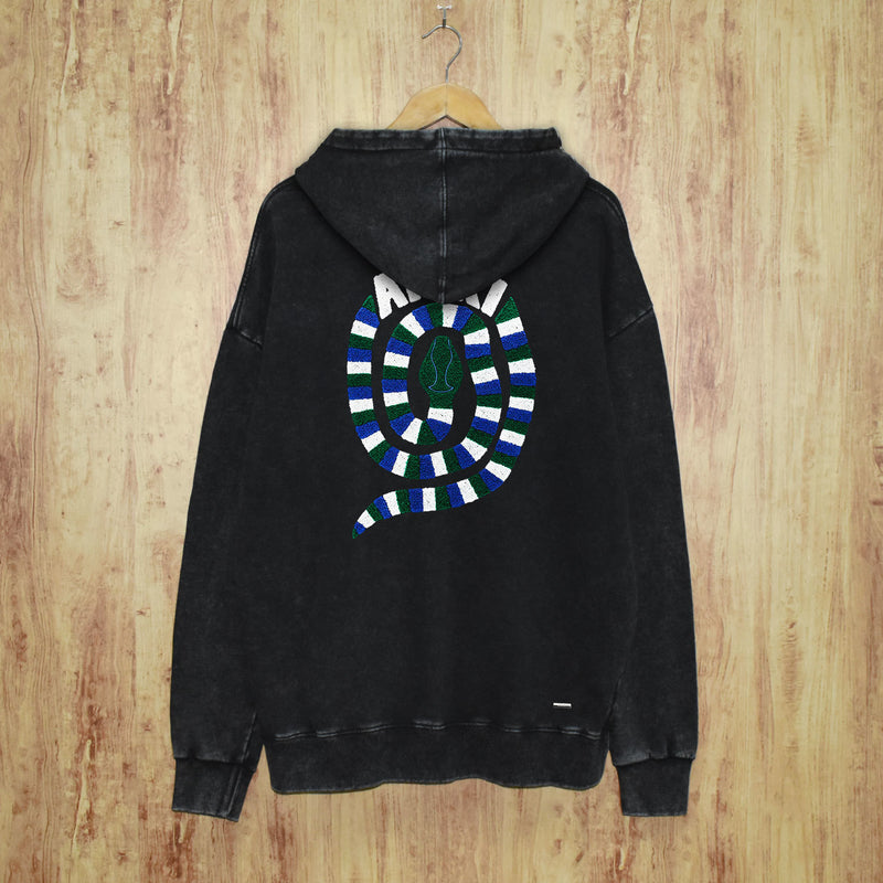 Amiri washed hoodie patchwork colorful snake washed distressed printing