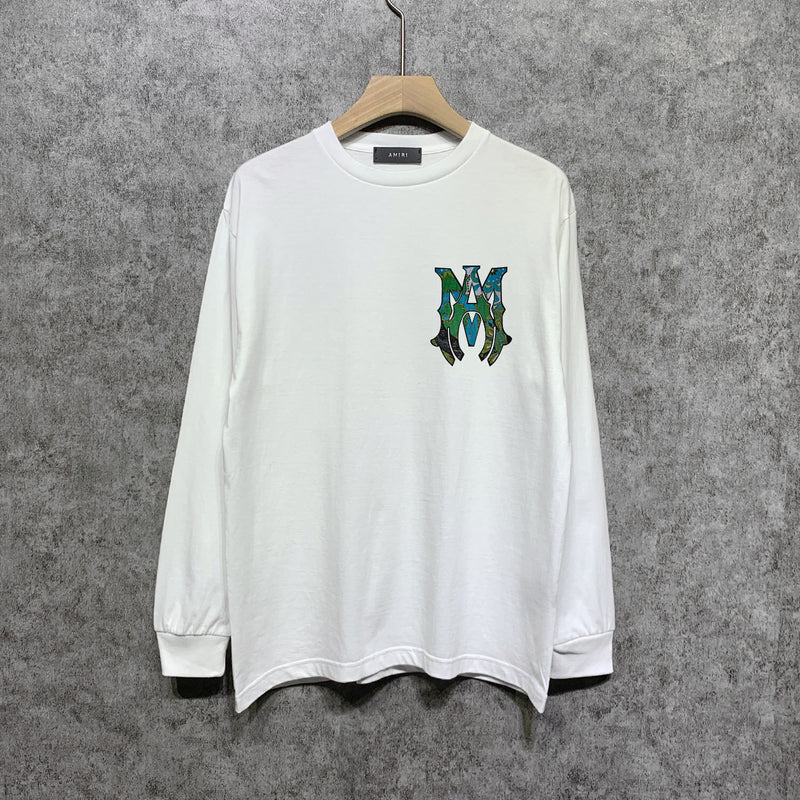 Amiri long sleeve shirts waist flower camouflage letterprinting