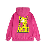 Amiri washed hoodie xiaohu distressed printing