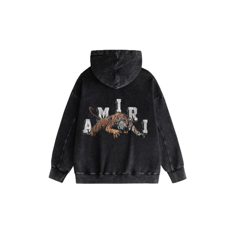 Amiri washed hoodie tiger print
