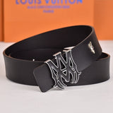 Amiri Belt Black cross pattern Golden deer logo