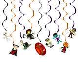 Halloween flag hanging ornaments Halloween Hanging Spiral Decorations – Vampire, Skeleton & Witch