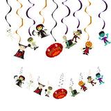 Halloween flag hanging ornaments Halloween Hanging Spiral Decorations – Vampire, Skeleton & Witch