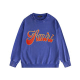 Amiri washed sweatshirt flame gold letterprinting washed and distressed