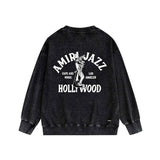 Amiri washed sweatshirt wolf music hand printed washed and distressed