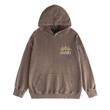 Amiri washed hoodie bone crack star distressed printing