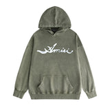 Amiri washed hoodie smoke letter washed distressed printing