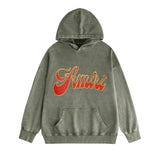 Amiri washed hoodie flame gold letterprinting distressed printing