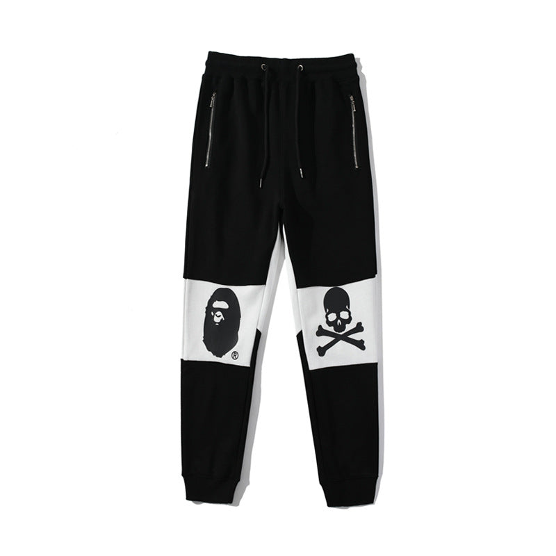 Bathing Ape Pant joint black and white color matching men's and women's casual sweatpants