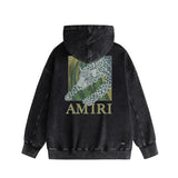 Amiri washed hoodie black panther washed distressed printing