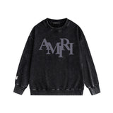 Amiri washed sweatshirt all gray overlapping letterprinting washed and distressed