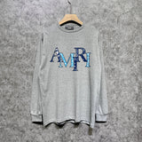 Amiri long sleeve shirts cashew flower overlapping letterprinting