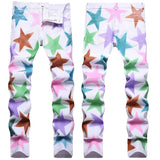 Mens Fashion Jeans Colorful star prints 1319#