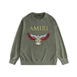 Amiri washed sweatshirt five-pointed star flying eagle printing washed and distressed