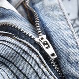Mens Fashion Jeans Cross-line wide-leg pants 5718#