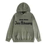 Amiri washed hoodie music letter distressed printing