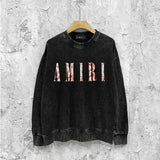 Amiri washed sweatshirt retro totem printing washed and distressed