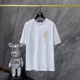 Chh Chrome Hearts T Shirts Color Ink Splashing Graffiti Sports Loose Short Sleeve T-Shirt