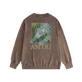 Amiri washed sweatshirt black panther printing washed and distressed