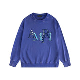 Amiri washed sweatshirt cashew flower overlapping letter print washed old