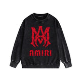 Amiri washed sweatshirt cashew flower large simple label printing washed and distressed