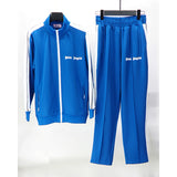 Palm Angels sweatshirt & sweatpants Two-piece set Black and white stripes Striped zip-up cardigan