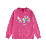 Amiri washed sweatshirt gradient overlapping letterprinting washed and distressed