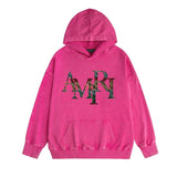 Amiri washed hoodie rainbow letter distressed printing