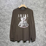 Amiri long sleeve shirts distressed teddy bear printing