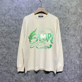 Amiri long sleeve shirts green leaf letterprinting