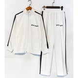 Palm Angels sweatshirt & sweatpants Two-piece set Black and white stripes Striped zip-up cardigan