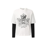 Men long sleeved shirt jw retro street trendy men's and women's pattern design men's fake two pieces