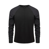 Men long sleeved shirt k retro street niche style deconstructed patchwork zipper design men's fitted body stretch