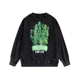 Amiri washed sweatshirt green leaf letterprinting washed and distressed