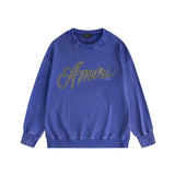 Amiri washed sweatshirt black and white printing washed and distressed