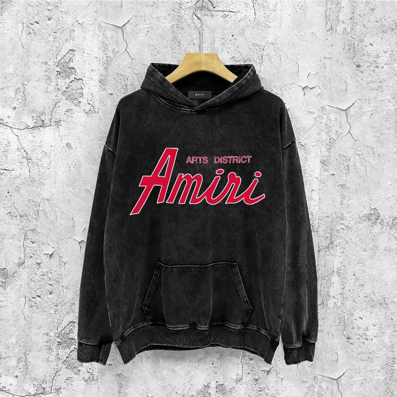 Amiri washed hoodie with pure letter distressed printing