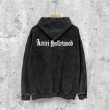 Amiri washed hoodie sanskrit printing distressed printing