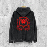 Amiri washed hoodie flower shield distressed printing