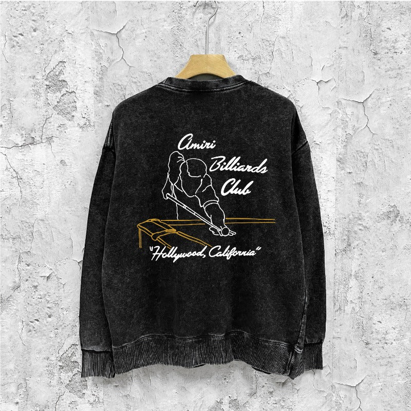 Amiri washed sweatshirt billiard sketch printing washed and distressed