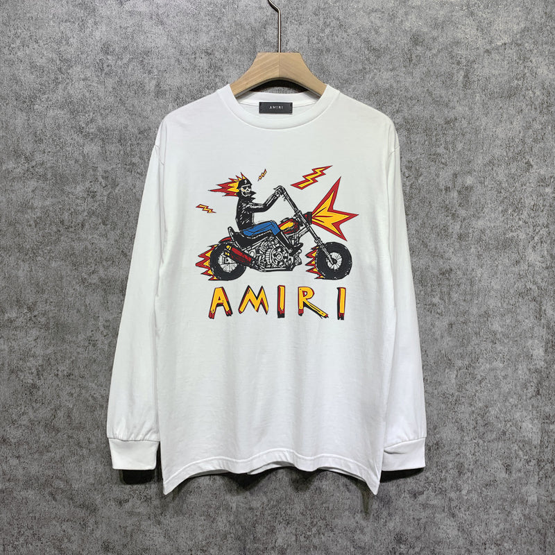 Amiri long sleeve shirts motorcycle skull printing