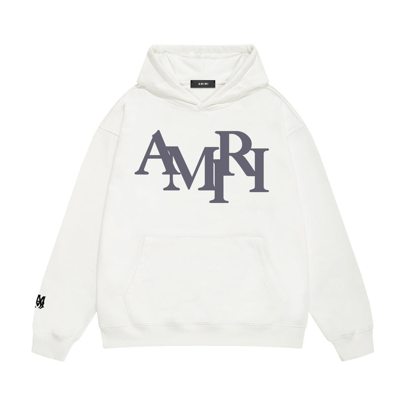 Amiri hoodie all gray overlapping letterprinting